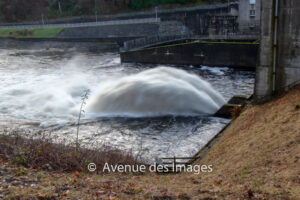 Water streaming out of Pitlochry dam