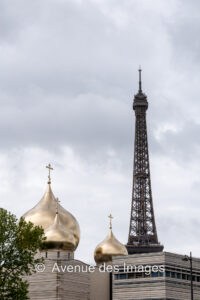 Othodox church and Eiffel tower