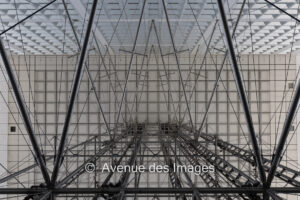 Symmetrical Wire supports for the elevators at La Grande Arche