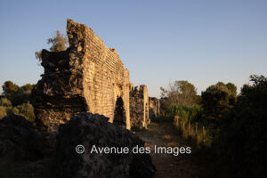 Roman aqueduct de Barbegal at sunset