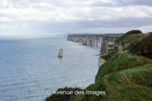 The Aiguille de Belval and cliffs showing some recent collapses near Etretat